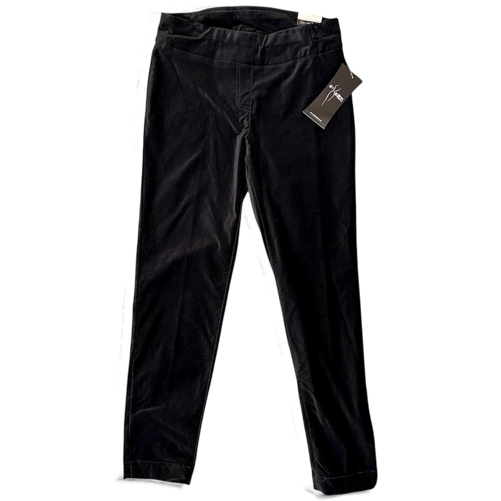 Slimsation Black Velvet Narrow Leg Pants Womens Size 6 Tummy Control Stretch NWT